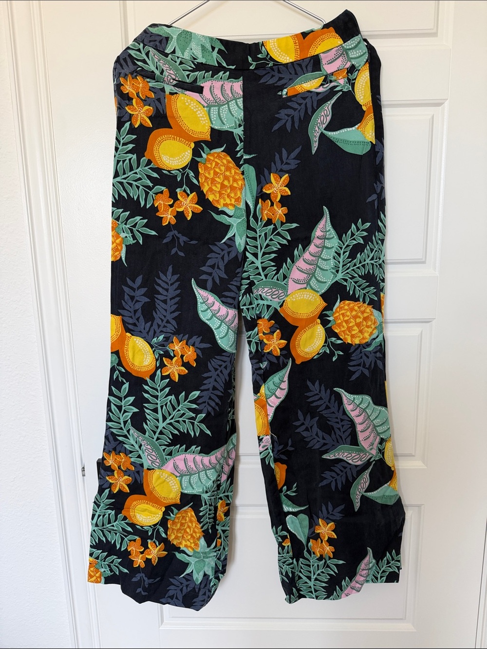 Maeve by Anthropologie Tropical Fruit Print Wide-Leg Bottoms - Sz 0